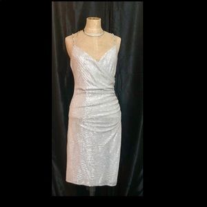 Polyester/metallic sheath silhouette party dress